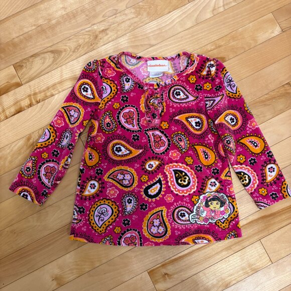 Dora the Explorer Y2K 2000s Long Sleeved Nickelodeon Size 5 Girls Pink Paisley - Picture 3 of 9